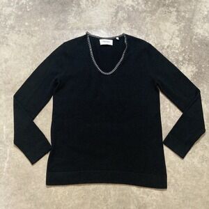 Georges Rech Paris Sweater Womens Medium Black Cashmere Wool Chain‎ Neck
